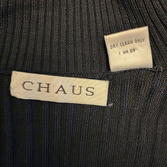Chaus WL Silk Light Weight Ribbed Blk Short Sleeve Mock Turtleneck Sweater A317 - Picture 5 of 10